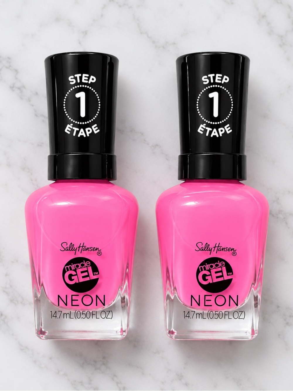 2 Sally Hansen Miracle Gel Neon Nail Polishes – Fuchsia Fever 050 – NEW